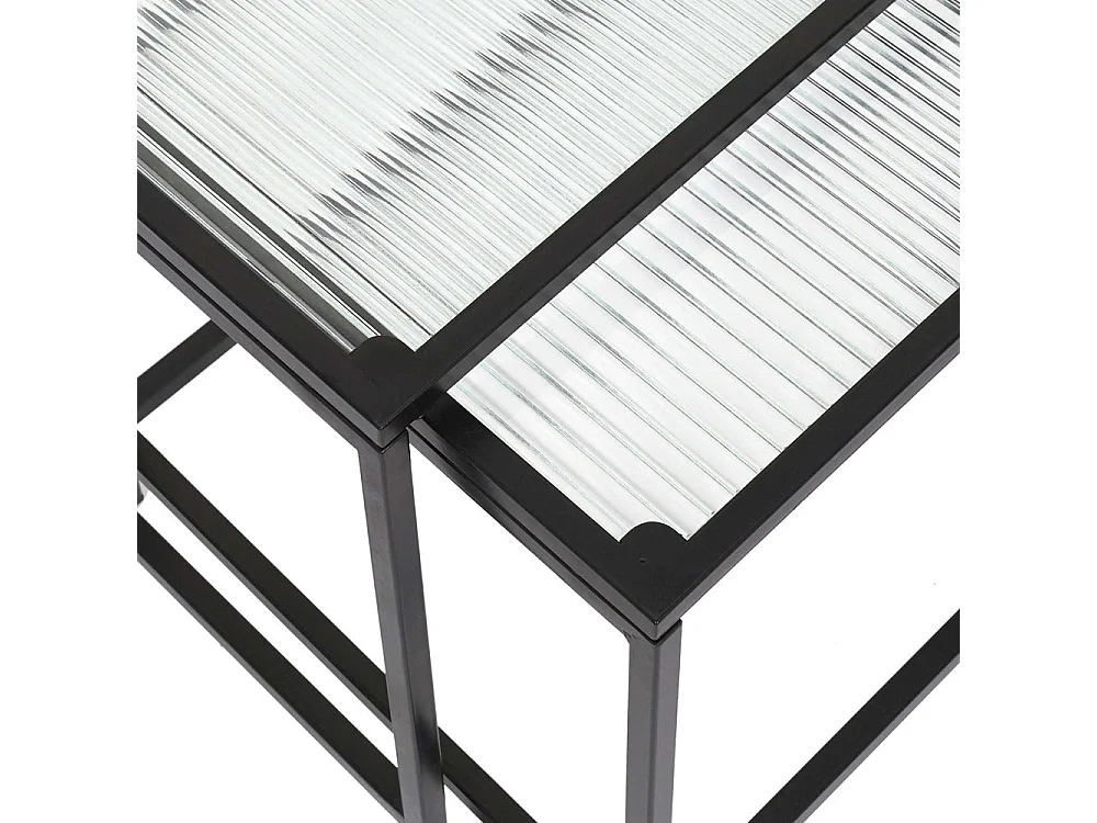 Table Gigogne Rosa Verre Texture X2 Noir, Transparent