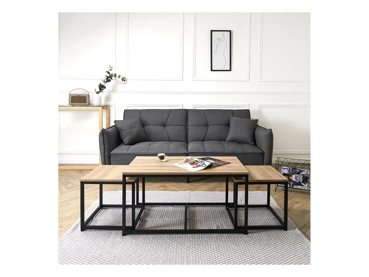 Table Basse X3 Seattle Noir, Beige