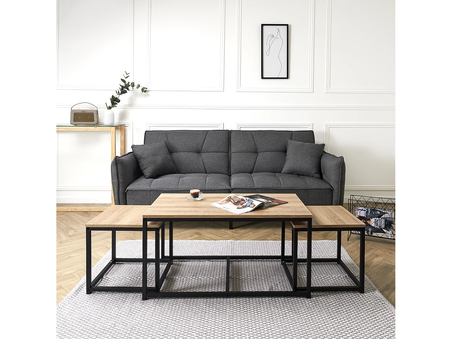 Table Basse X3 Seattle Noir, Beige