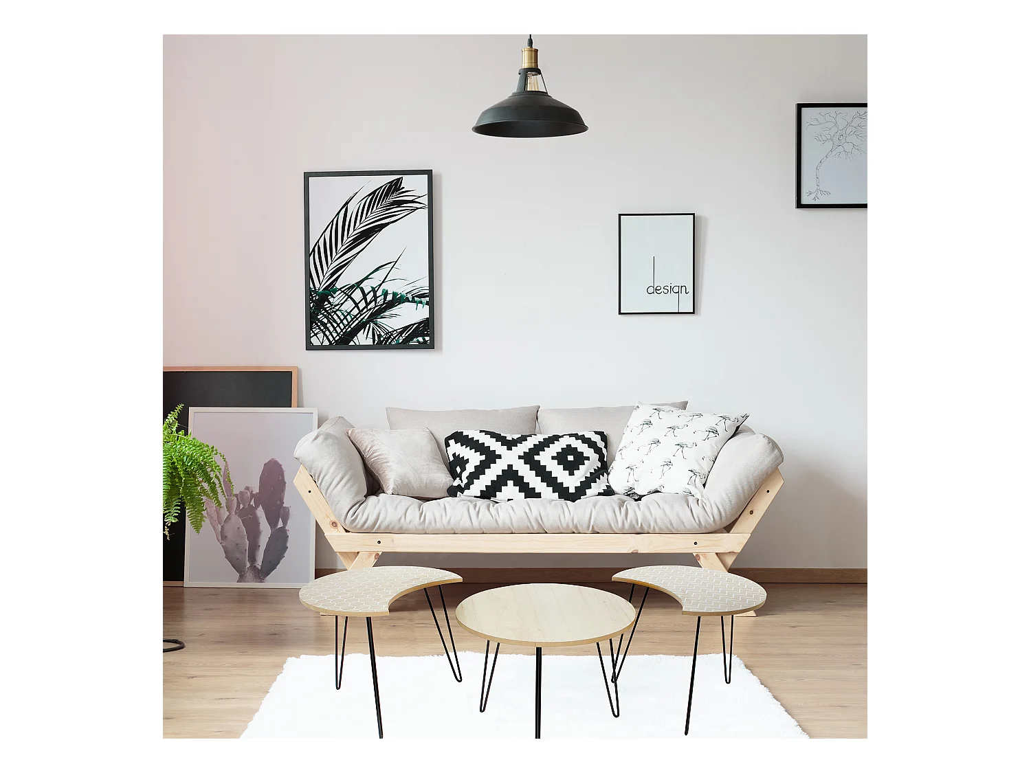 Tables Blanches X3 Beige, Blanc