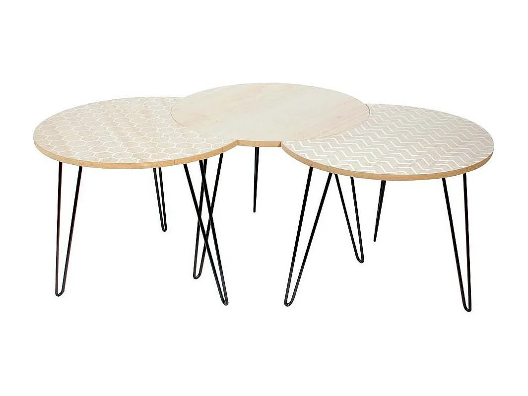 Tables Blanches X3 Beige, Blanc