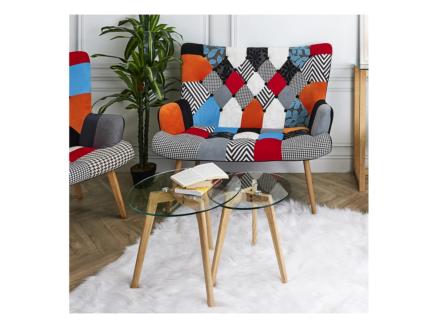 Tables Gigognes En Verre Trempe Plateau Rond X2 Transparent, Marron