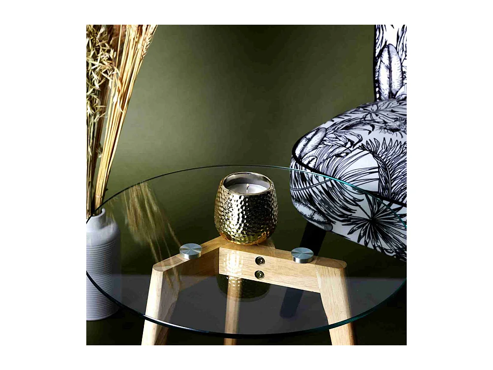 Tables Gigognes En Verre Trempe Plateau Rond X2 Transparent, Marron