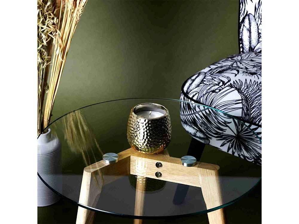 Tables Gigognes En Verre Trempe Plateau Rond X2 Transparent, Marron