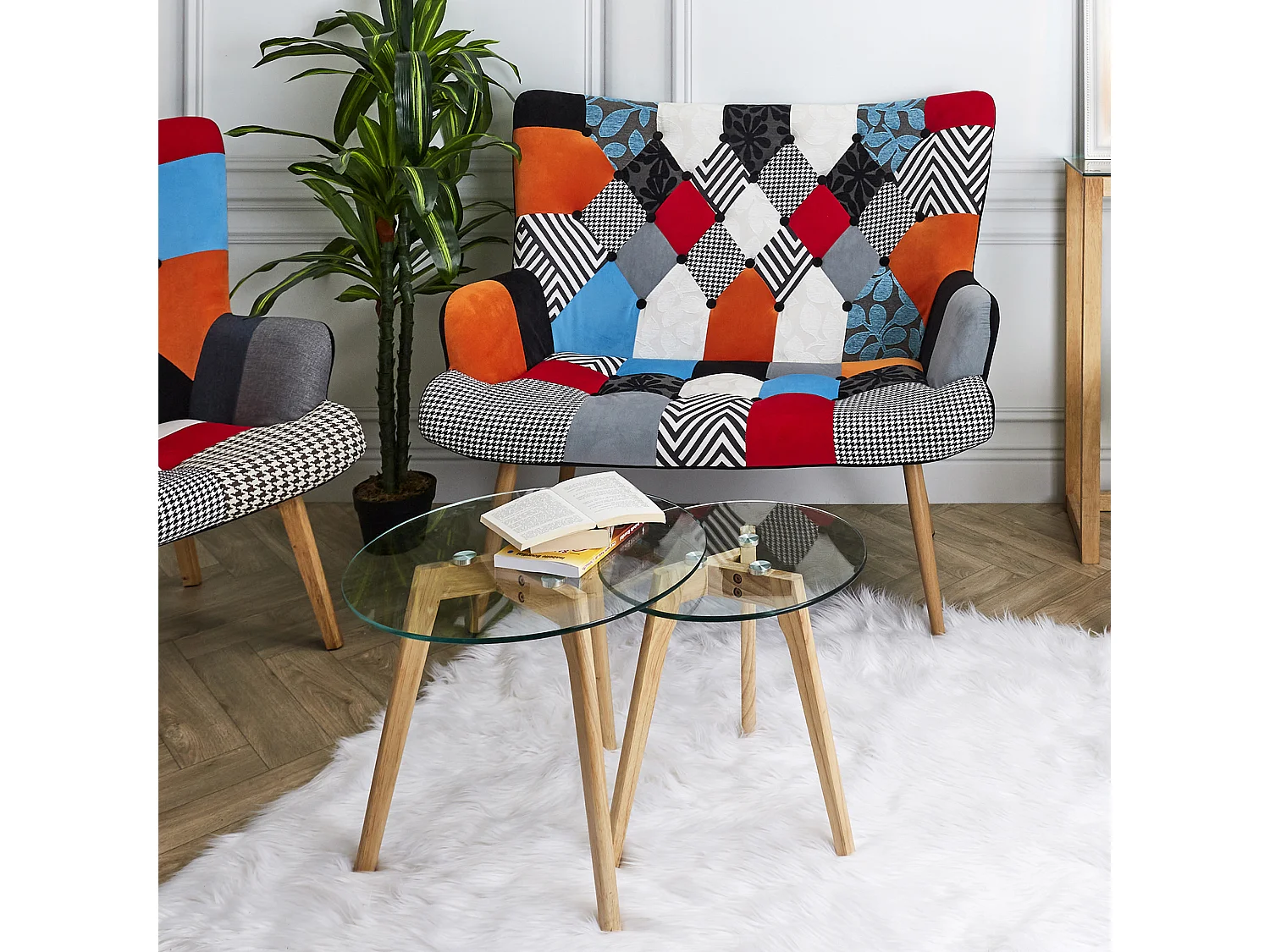 Tables Gigognes En Verre Trempe Plateau Rond X2 Transparent, Marron