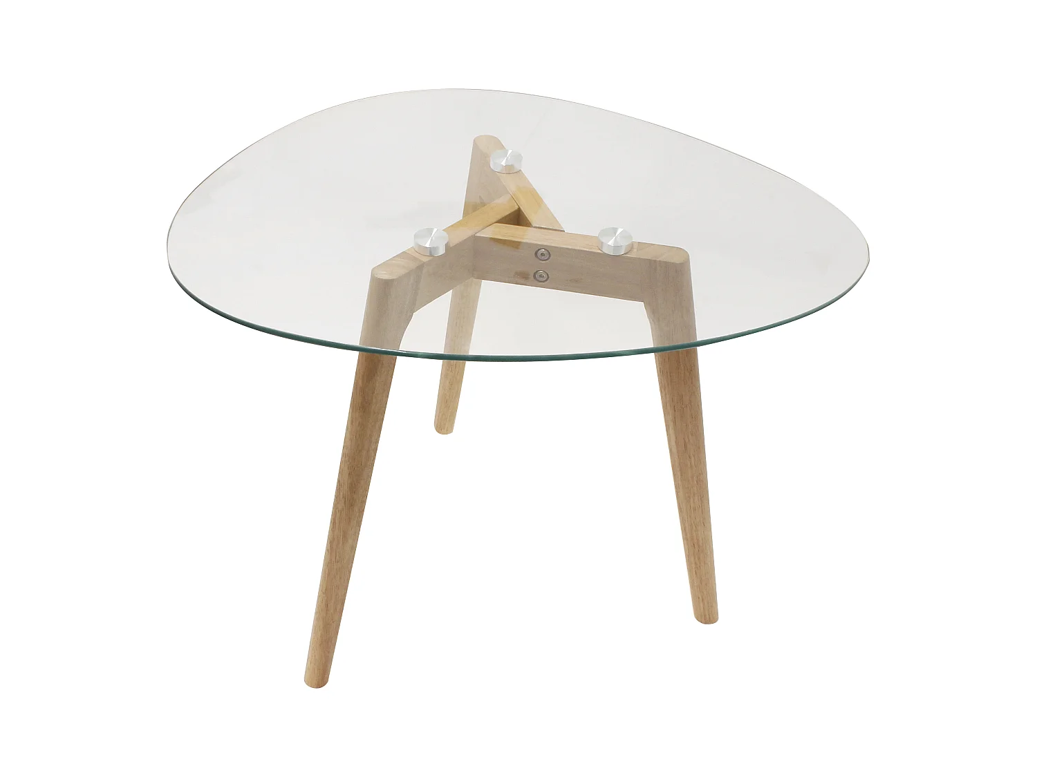 Tables Gigognes En Verre Trempe Galet X2 Transparent, Beige