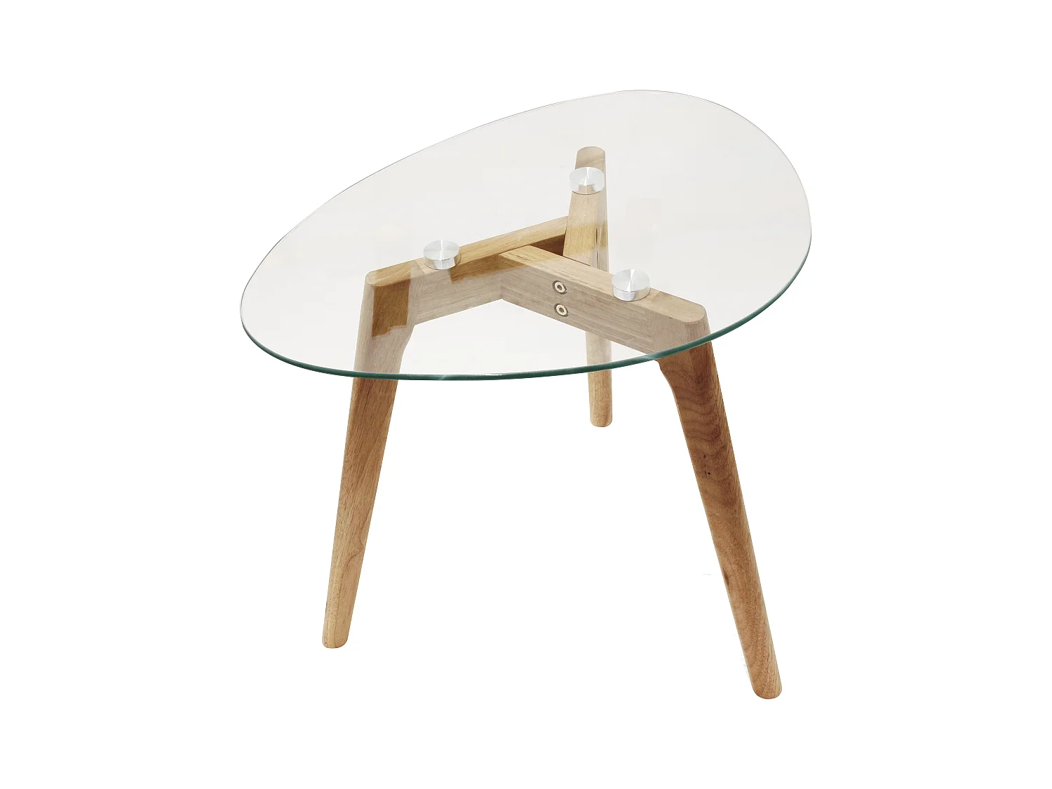 Tables Gigognes En Verre Trempe Galet X2 Transparent, Beige