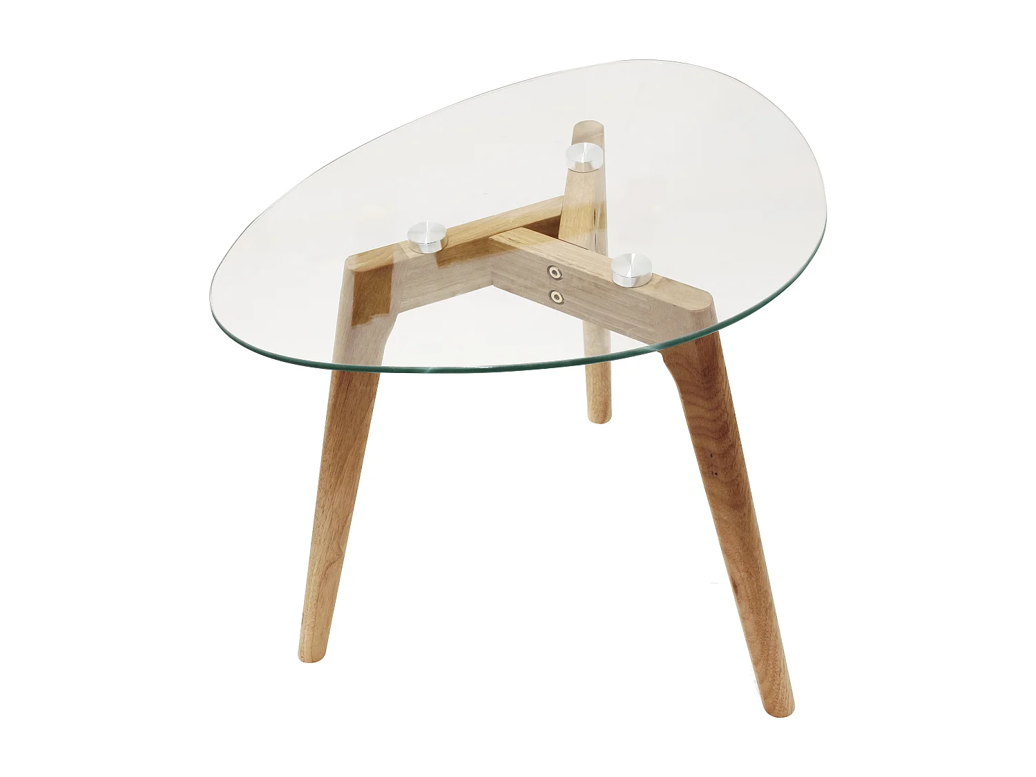 Tables Gigognes En Verre Trempe Galet X2 Transparent, Beige