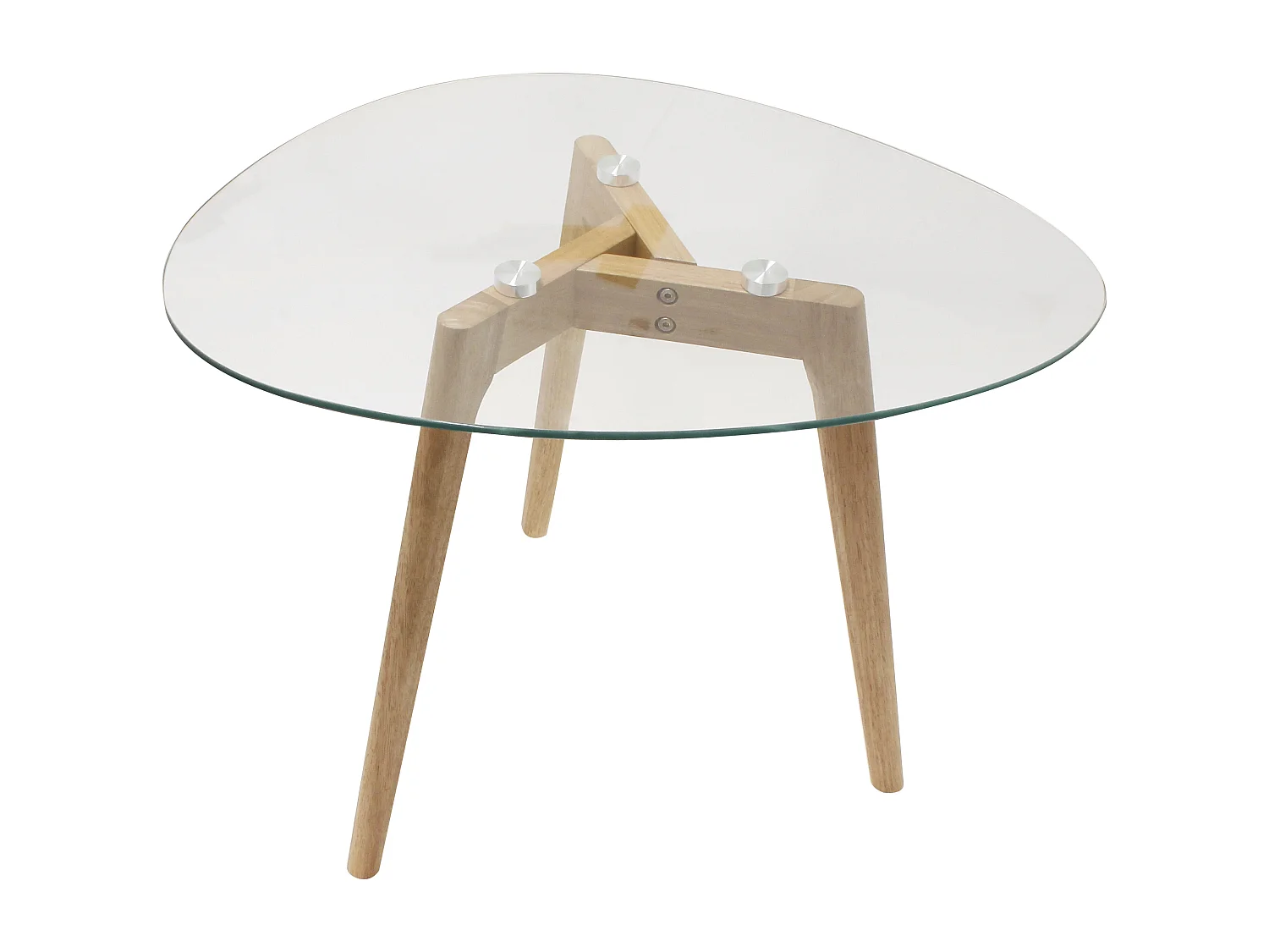 Tables Gigognes En Verre Trempe Galet X2 Transparent, Beige