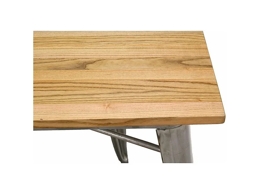 Table industrielle en métal et bois d'orme huilé