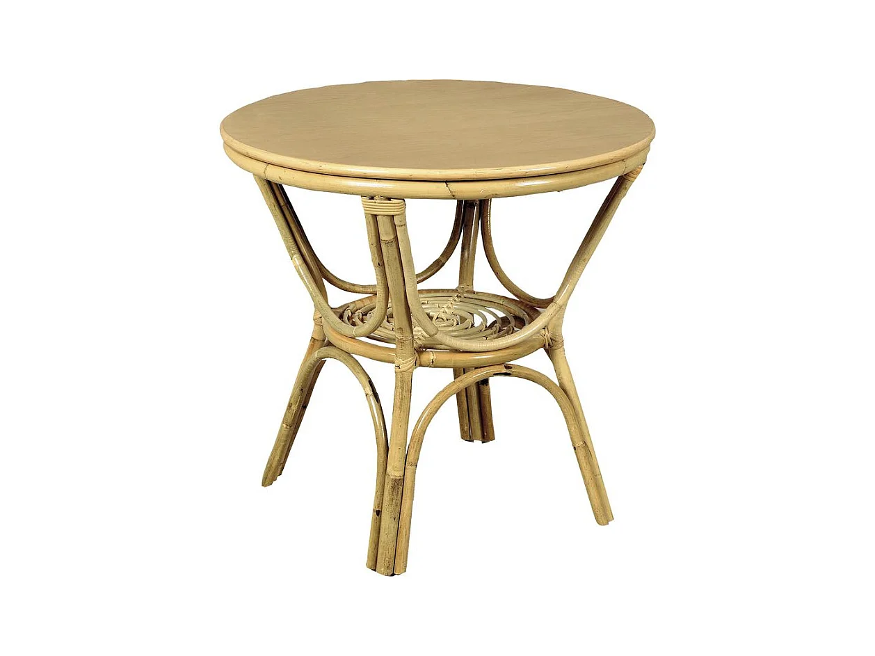 Table en rotin et dessus stratifié