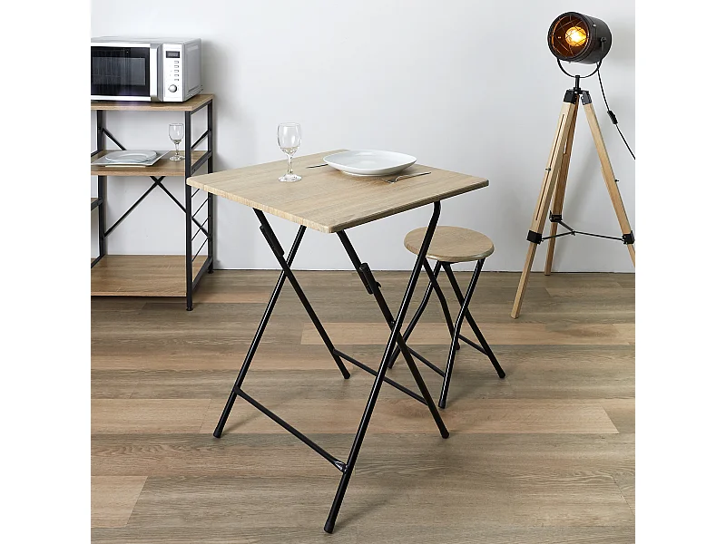 Table Pliable Ulm Bois Noir, Marron