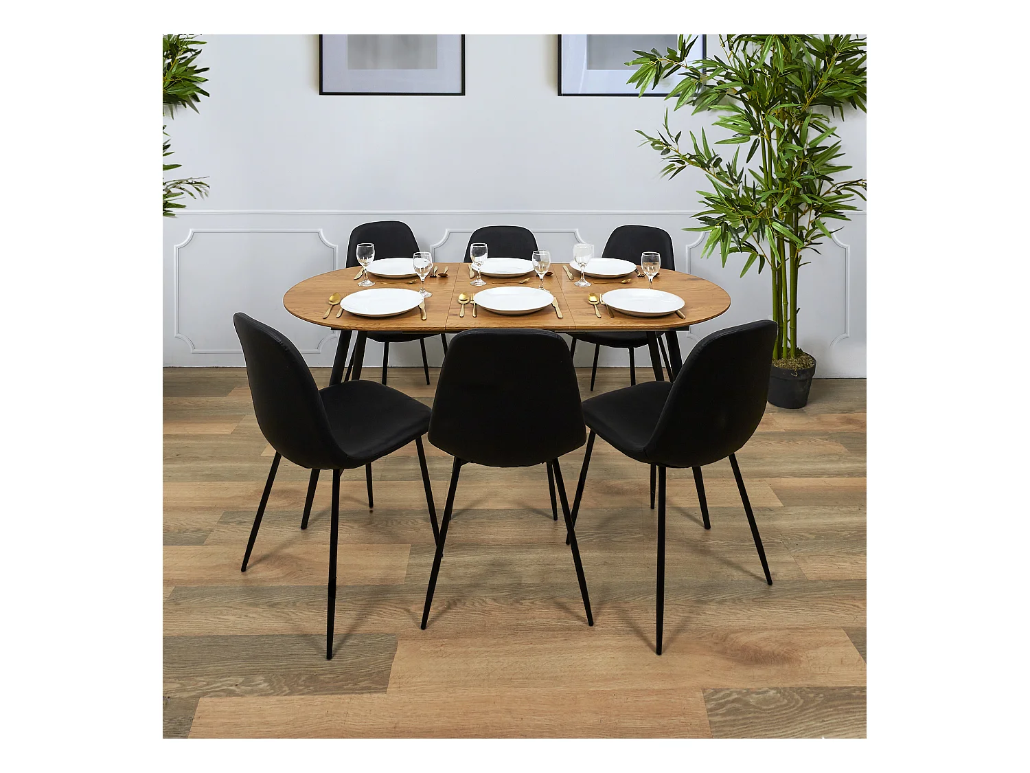 Table Extensible 4 A 6 Personnes Noir, Marron