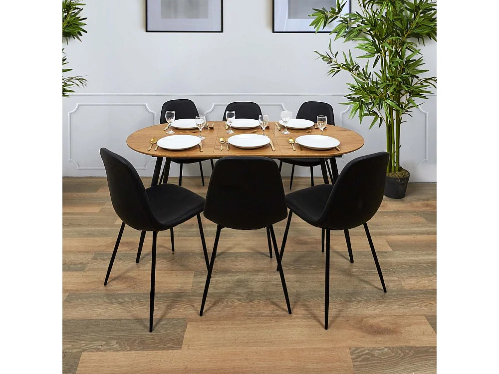 Table de Repas "Extensible" 120-160cm Naturel & Noir
