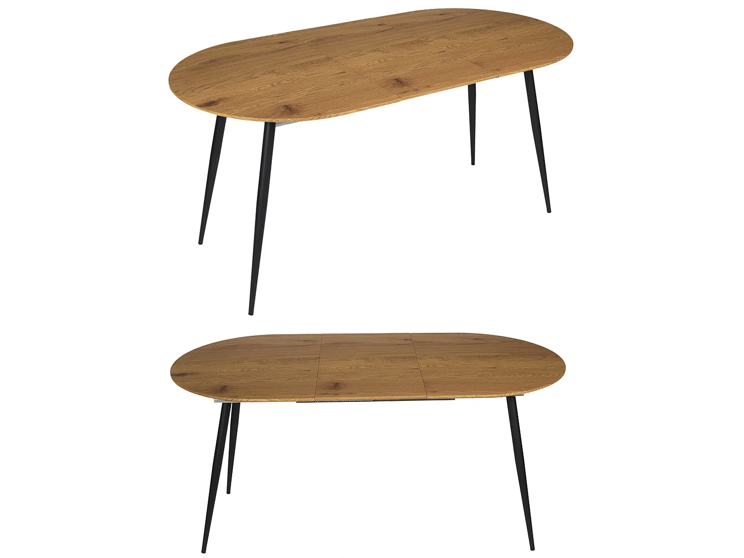 Table de Repas "Extensible" 120-160cm Naturel & Noir