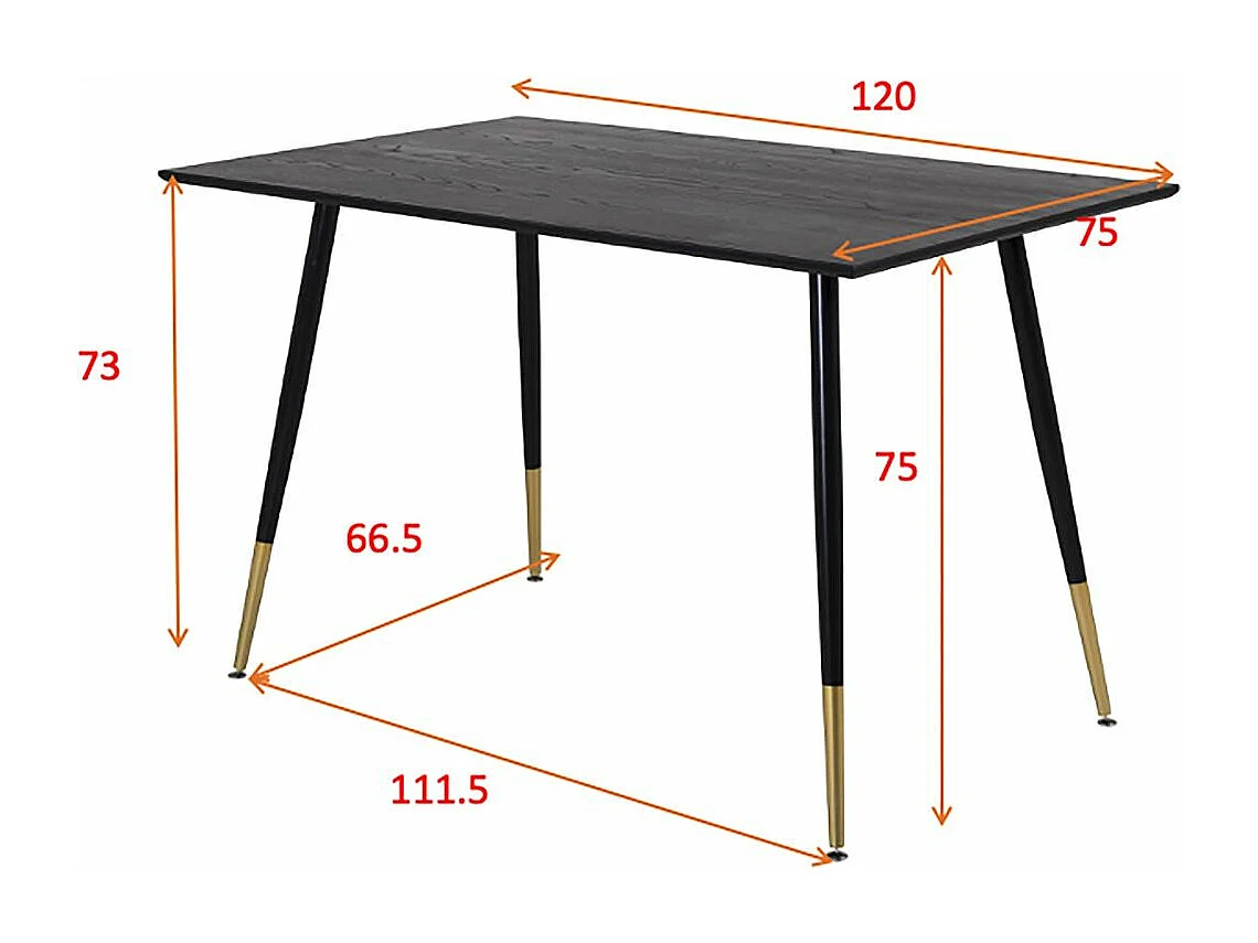 Dipp eetkamertafel 85x120cm zwart.