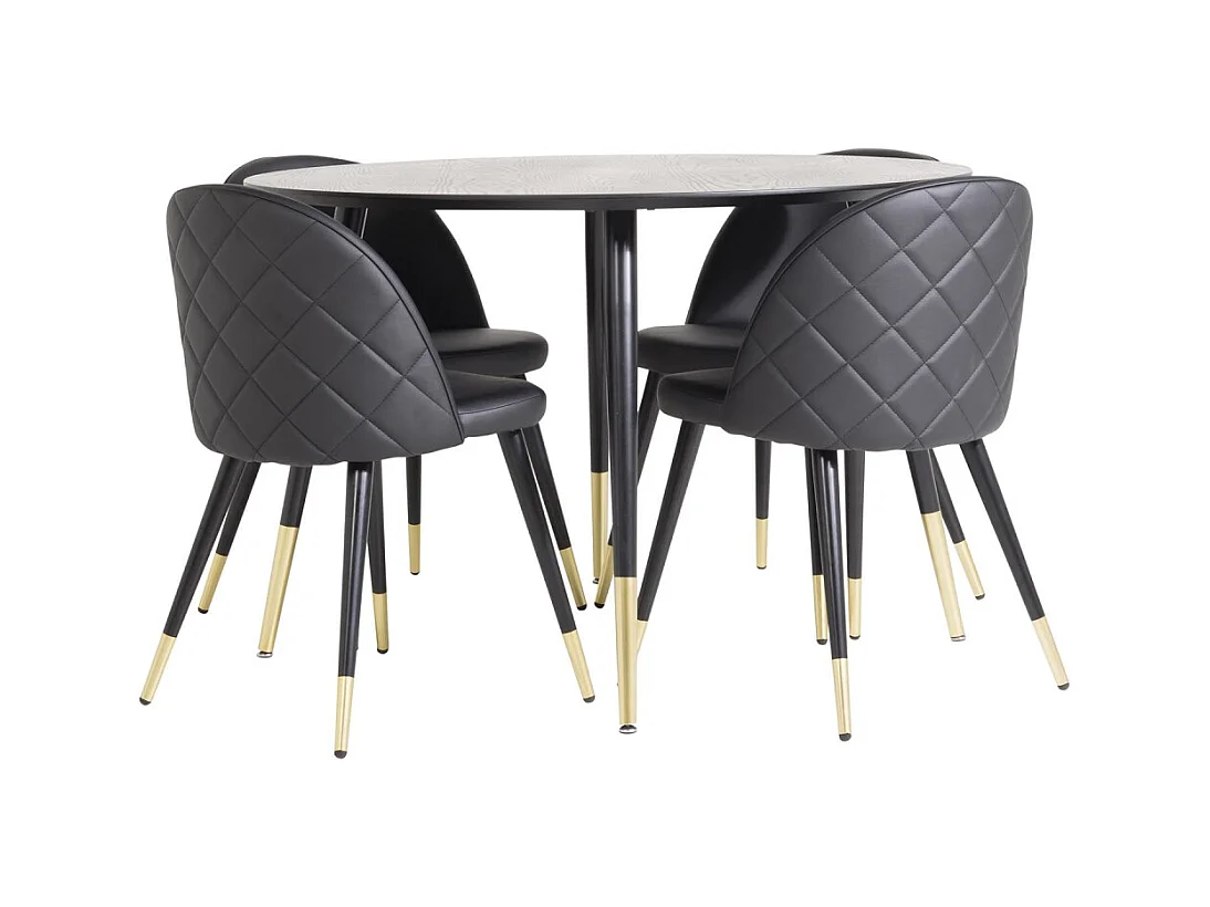 Table à Manger Ronde "Dipp" 115cm Noir & Or