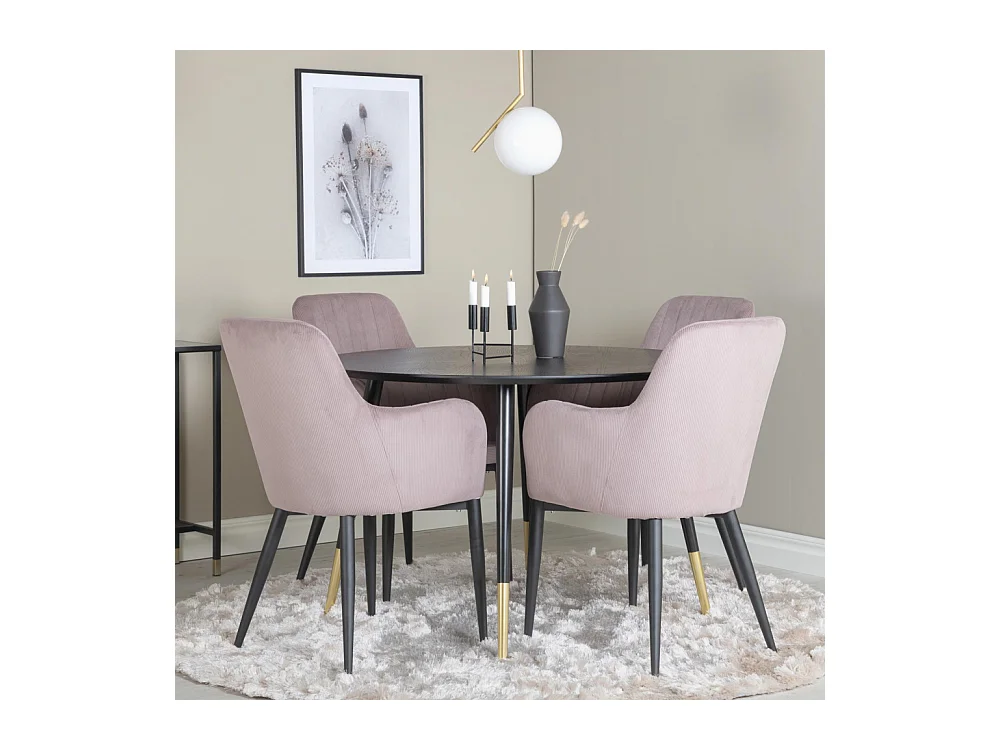 Table à Manger Ronde "Dipp" 115cm Noir & Or