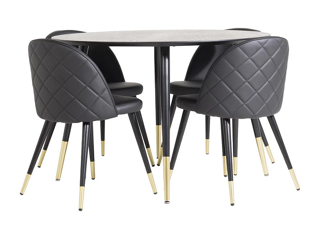 Table à Manger Ronde "Dipp" 115cm Noir & Or