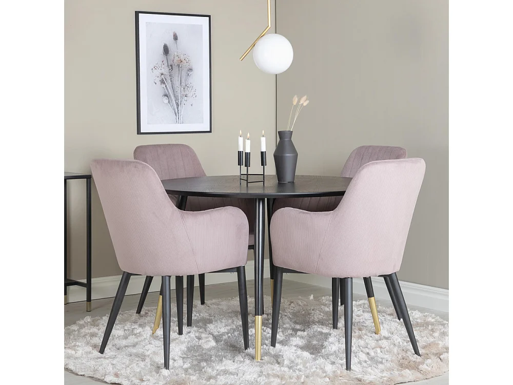 Table à Manger Ronde "Dipp" 115cm Noir & Or