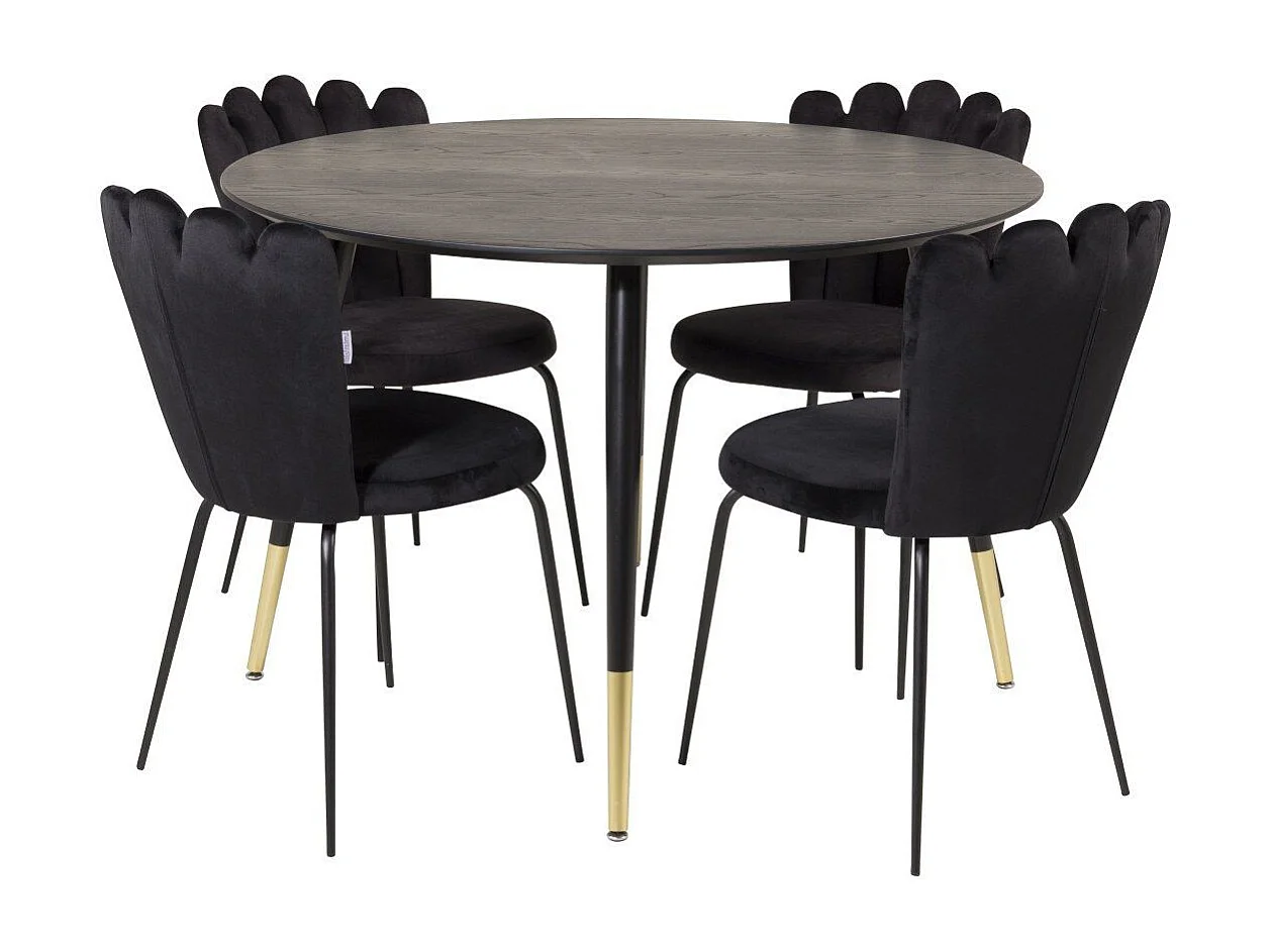 Table à Manger Ronde "Dipp" 115cm Noir & Or