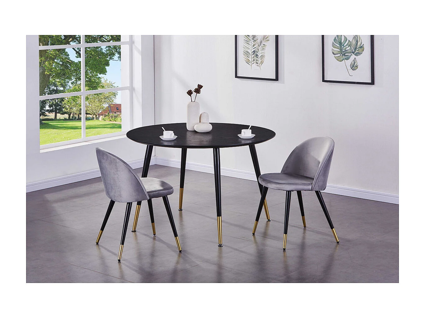 Table à Manger Ronde "Dipp" 115cm Noir & Or