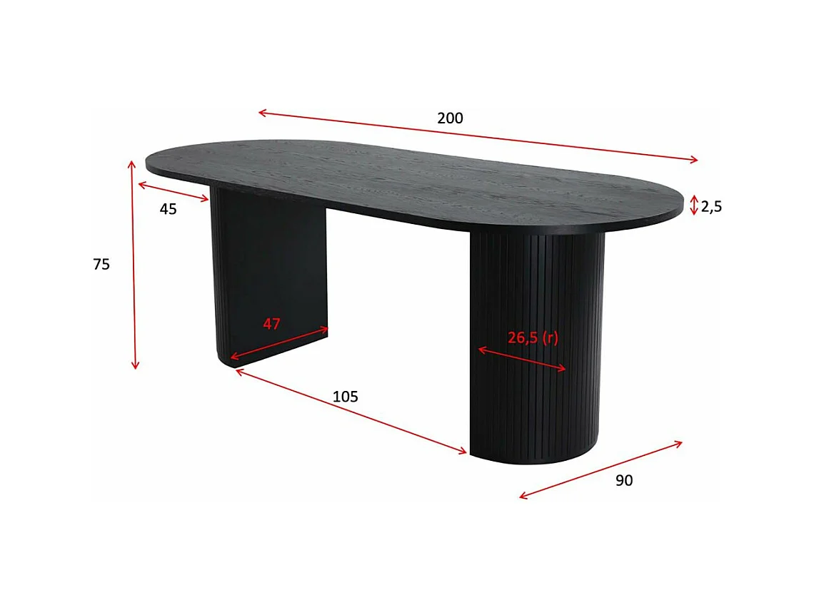 Ovaler Esstisch Bianca 200 x 90 cm