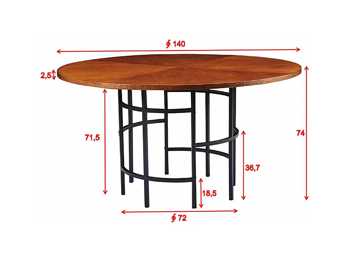 Copenhagen eetkamertafel Ø140cm zwart.