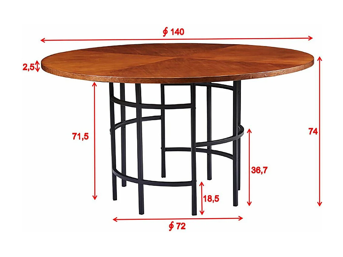 Table à Manger Ronde "Copenhagen" 140cm Noir