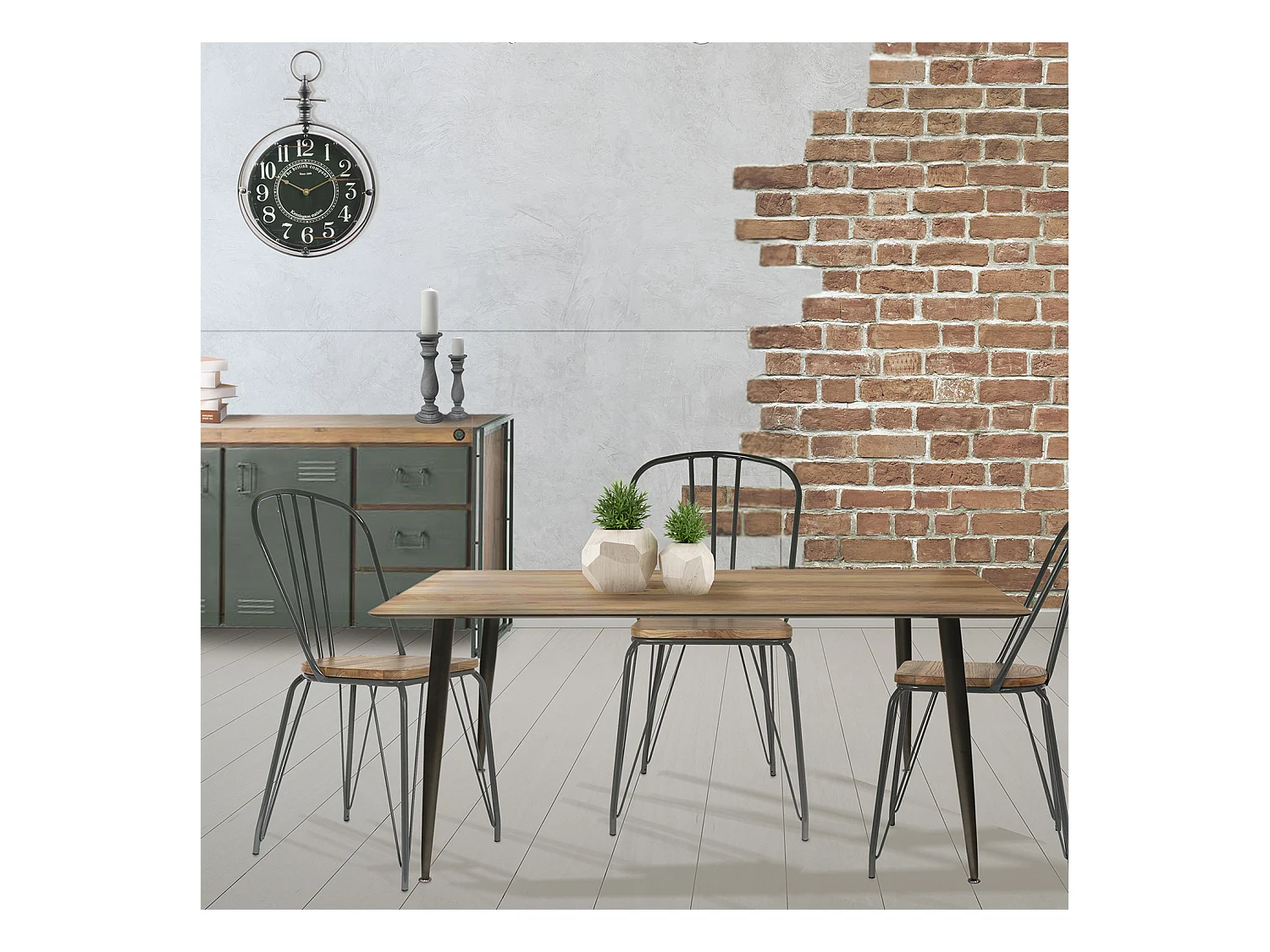 Table De Repas Imitation Bois 115x75x75cm Marron, Noir