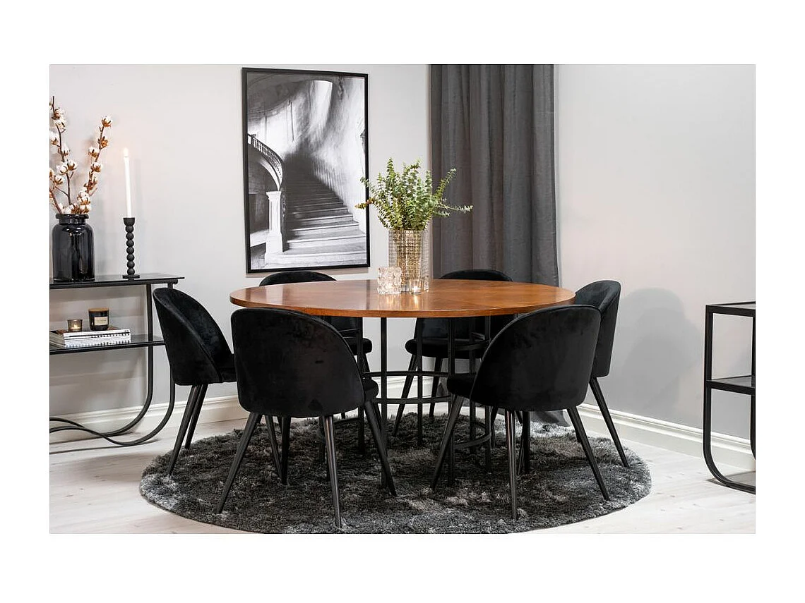 Table à Manger Ronde "Copenhagen" 140cm Marron