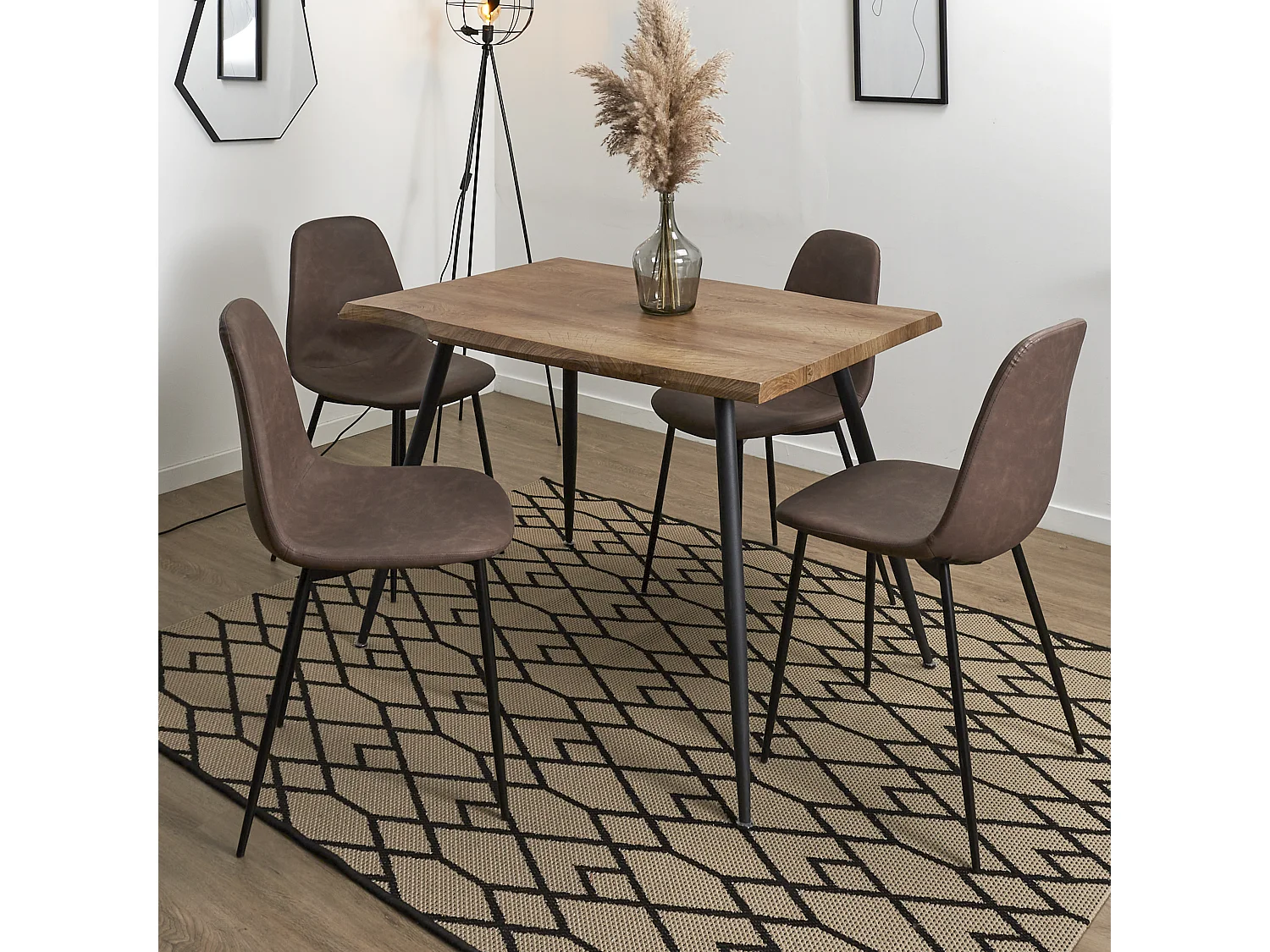 Table de Repas "Forest II" 110cm Naturel & Noir