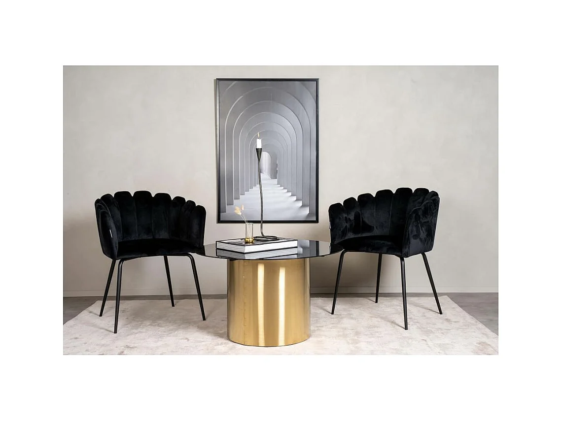 Table Basse Design "Ystad" 80cm Noir & Or