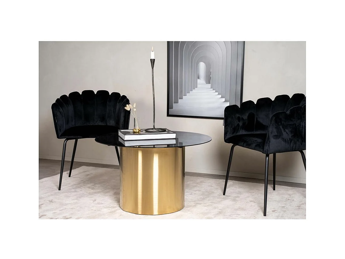 Table Basse Design "Ystad" 80cm Noir & Or