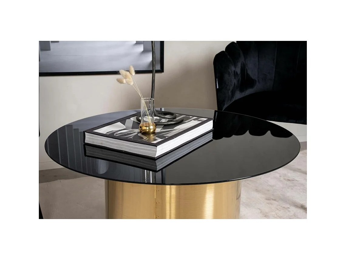 Table Basse Design "Ystad" 80cm Noir & Or