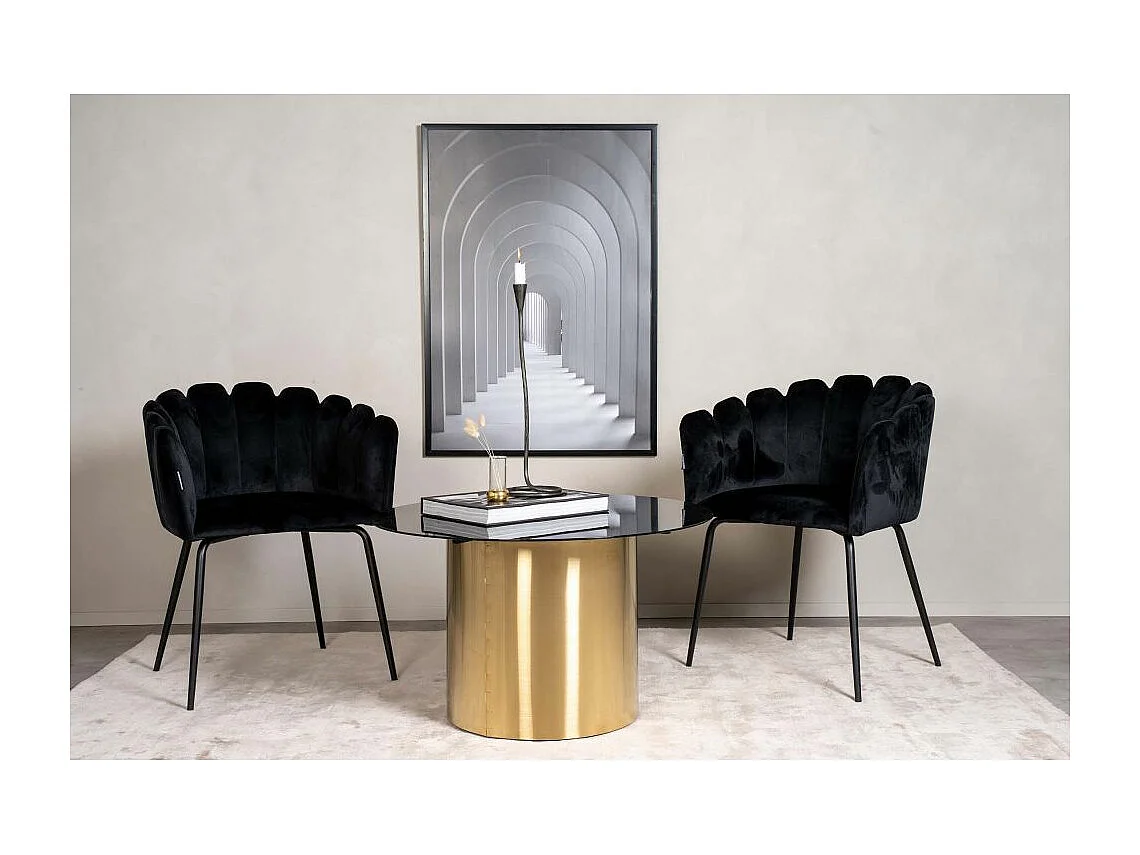 Table Basse Design "Ystad" 80cm Noir & Or