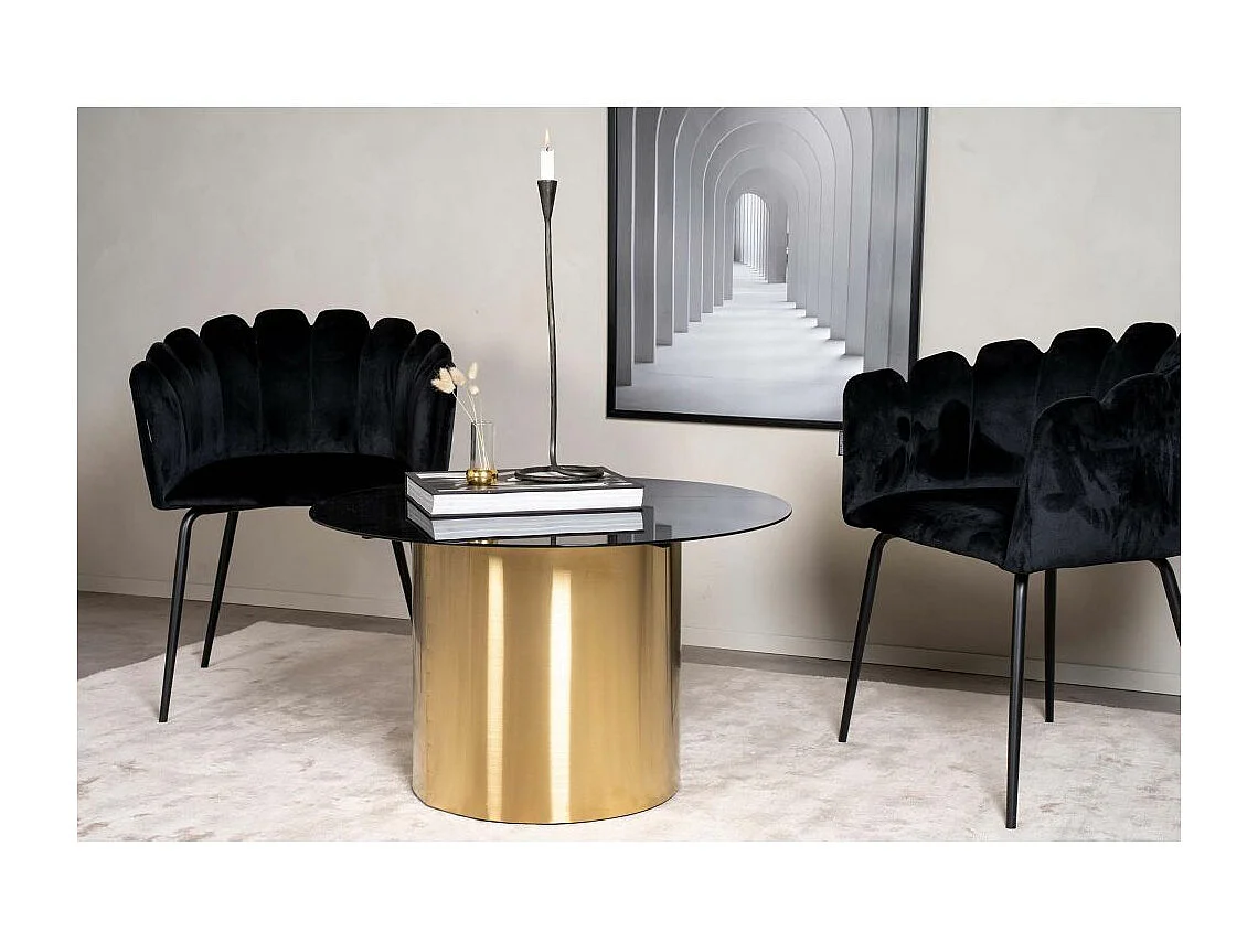 Table Basse Design "Ystad" 80cm Noir & Or