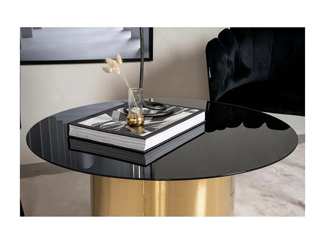 Table Basse Design "Ystad" 80cm Noir & Or