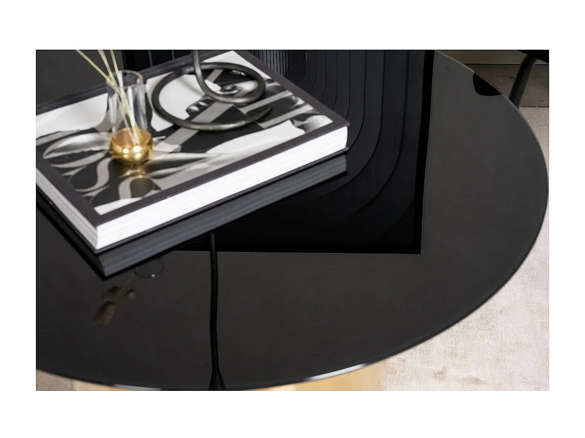 Table Basse Design "Ystad" 80cm Noir & Or