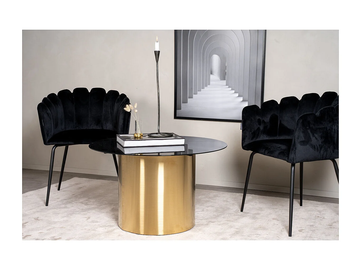 Ystad salontafel Ø75 cm zwart glas.