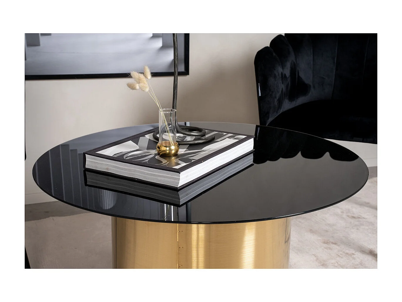 Ystad salontafel Ø75 cm zwart glas.