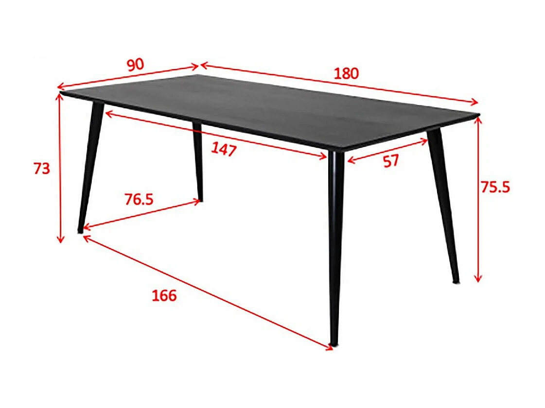 Table à Manger Design "Dipp" 180cm Noir