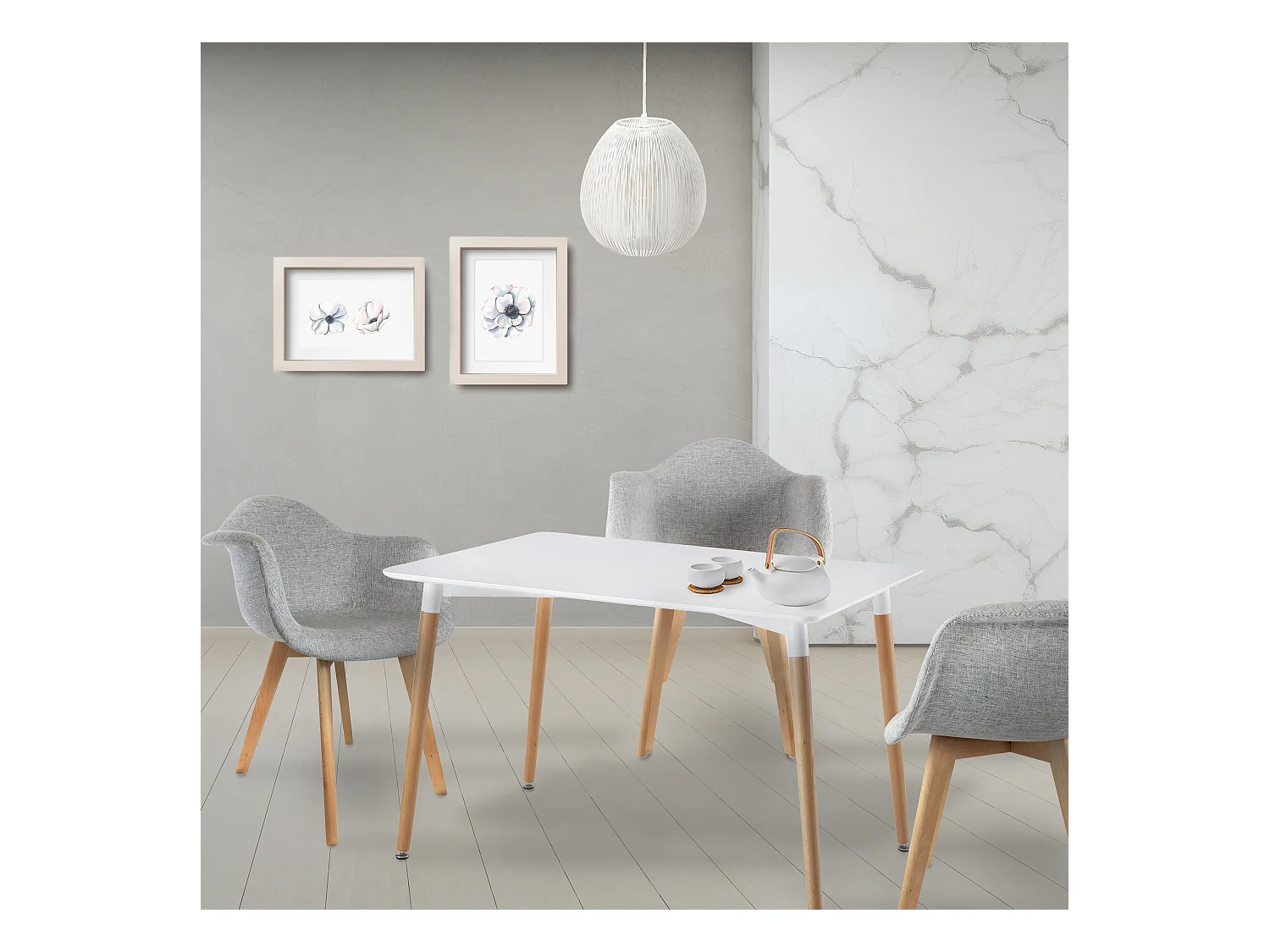Table Blanche Rectangulaire 115x75cm Blanc
