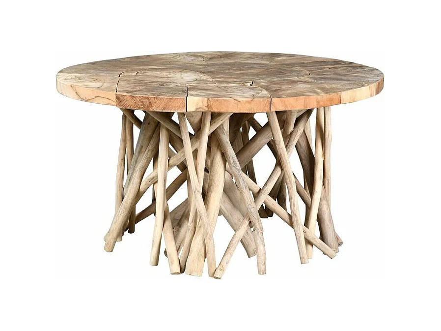 Table ronde en teck Puzzle - Arthur