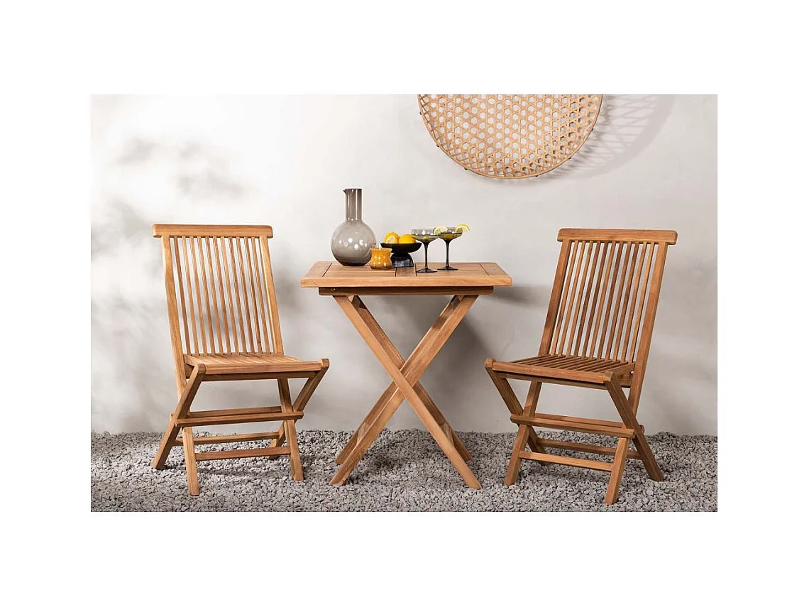 Table de Jardin en Teck "Kenya" 70cm Naturel