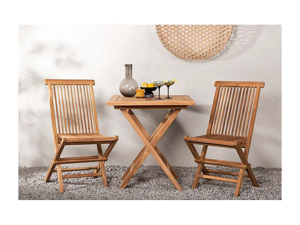 Table de Jardin en Teck "Kenya" 70cm Naturel