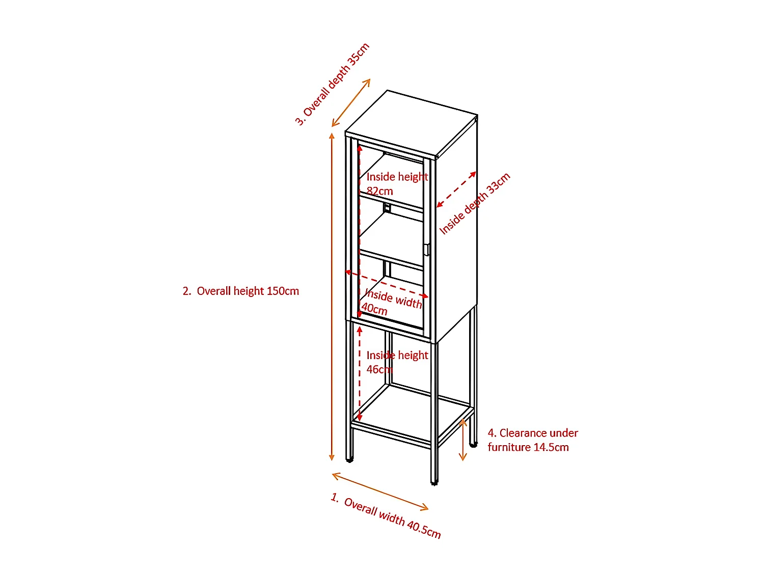 Glasschrank mit Stahlregal Misha