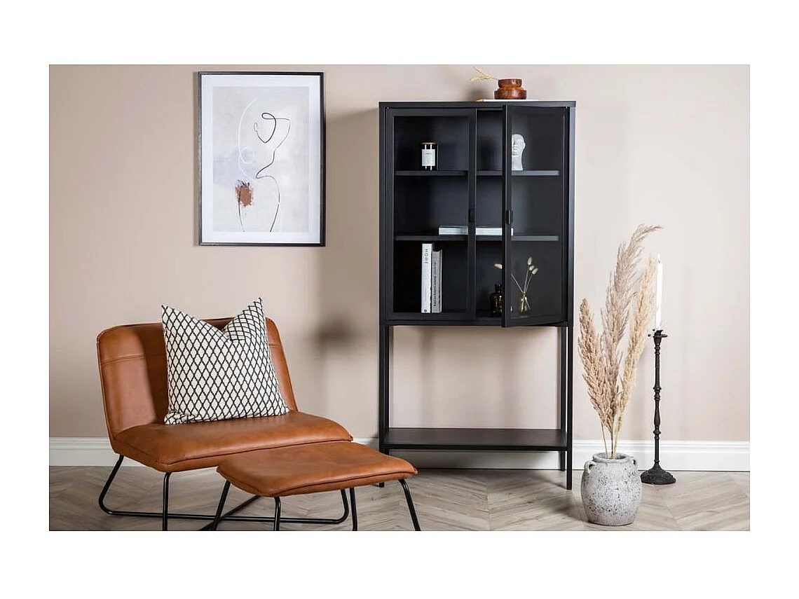 Vitrine 2 Portes en Verre "Misha" 150cm Noir