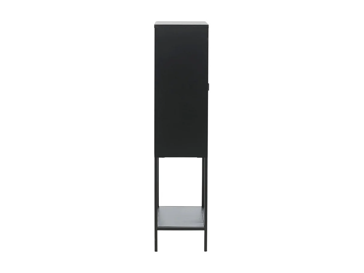 Misha Armoire vitrine 2 portes, 4 tablettes de rangement, noir.
