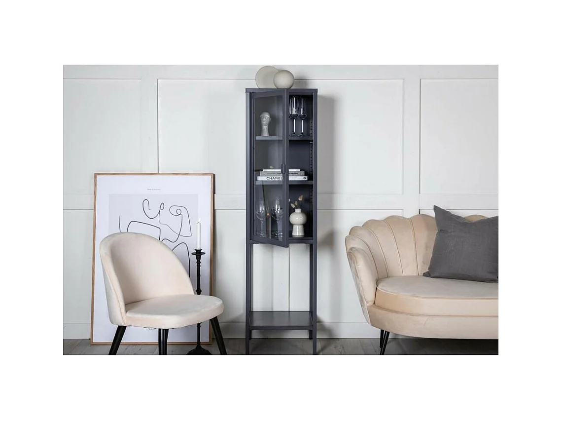 Vitrine Avec Porte en Verre "Misha" 150cm Gris